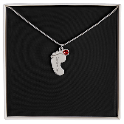 HeartScriptions - Engraved Baby Feet Necklace with Birthstone