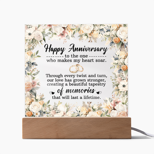 HeartWork - Acrylic Square Plaque - Happy Anniversary Floral