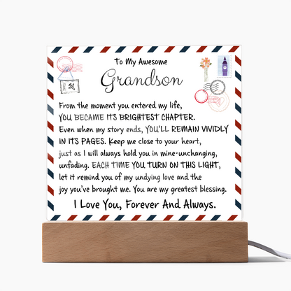 HeartWork - Acrylic Square Plaque - Grandson My Greatest Blessings