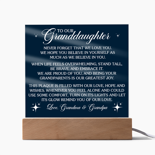 HeartWork - Acrylic Square Plaque - Granddaughter Never Forget