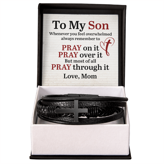 HeartStrings - Men's Cross Bracelet - My Son Pray On It