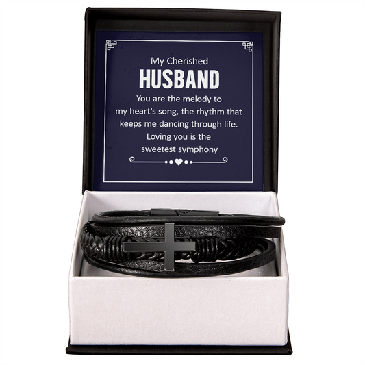 HeartStrings - Men's Cross Bracelet - My Cherish Husband