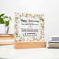 HeartWork - Acrylic Square Plaque - Happy Anniversary Floral