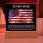 HeartWork - Acrylic Square Plaque - Wife Military
