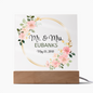 HeartWork - Acrylic Square Plaque - Mr. & Mrs. Floral Wreath (Personalized)