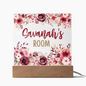 HeartWork - Acrylic Square Plaque - Burgundy Floral Room (Personalized)