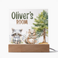 HeartWork - Acrylic Square Plaque - Woodland Animals Room (Personalized)