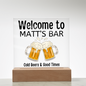 HeartWork - Acrylic Square Plaque - Bar Sign Cold Beer Good Times (Personalized)