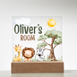 HeartWork - Acrylic Square Plaque - Jungle Animals Room (Personalized)