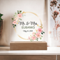 HeartWork - Acrylic Square Plaque - Mr. & Mrs. Floral Wreath (Personalized)