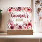 HeartWork - Acrylic Square Plaque - Burgundy Floral Room (Personalized)