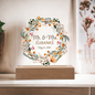 HeartWork - Acrylic Square Plaque - Mr. & Mrs. Floral Wreath (Personalized)