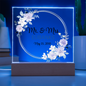 HeartWork - Acrylic Square Plaque - Mr. & Mrs. Floral Wreath (Personalized)
