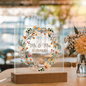 HeartWork - Acrylic Square Plaque - Mr. & Mrs. Floral Wreath (Personalized)