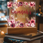 HeartWork - Acrylic Square Plaque - Burgundy Floral Room (Personalized)